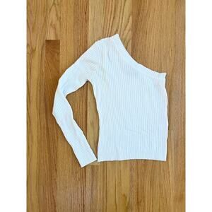 Lulus one shoulder ribbed light weight sweater XS white long sleeve